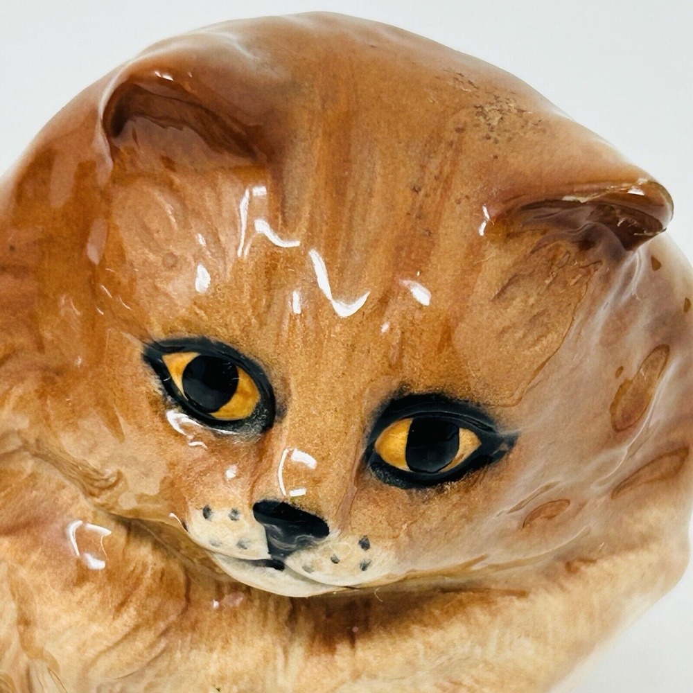 Beswick Persian Cat Ginger Orange Glossy 80s Collectible Figure 5" Tall - Picture 2 of 12